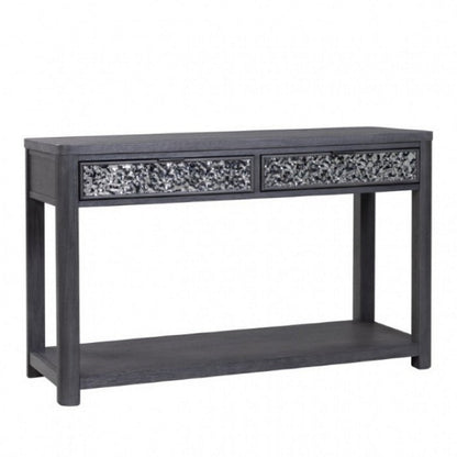 Zoko Sofa Table, 2 Drawers and 1 Shelf, Ash Gray Rubberwood, 48 Inch