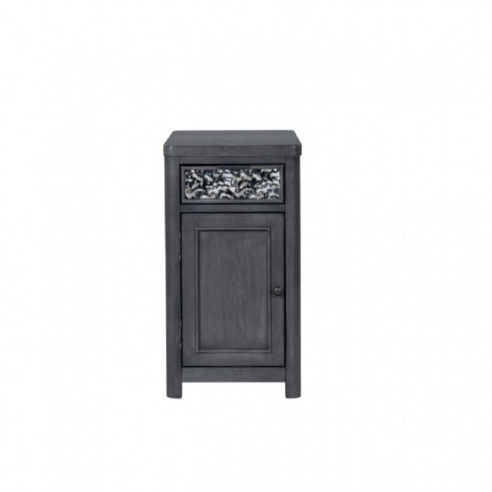 Zoko Chairside End Table, Drawer and USB Ports, Ash Gray Wood, 26 Inch
