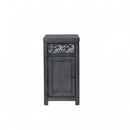 Zoko Chairside End Table, Drawer and USB Ports, Ash Gray Wood, 26 Inch