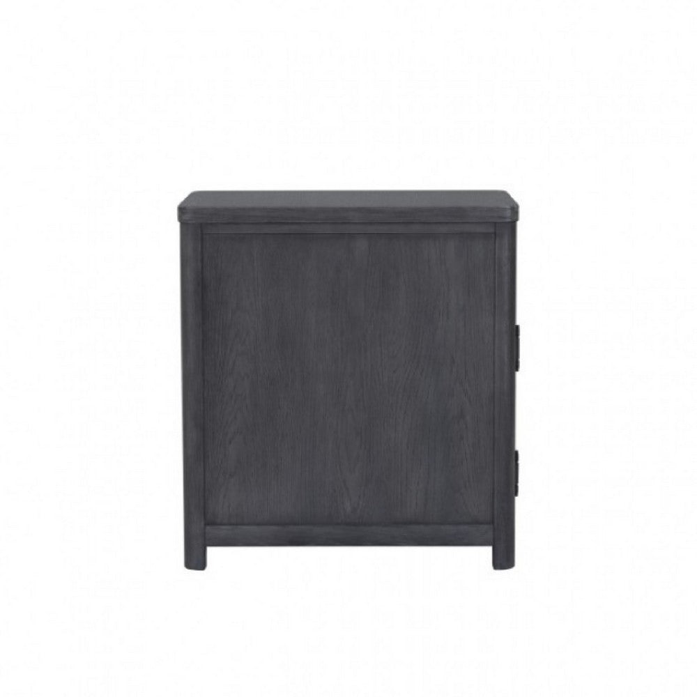 Zoko Chairside End Table, Drawer and USB Ports, Ash Gray Wood, 26 Inch