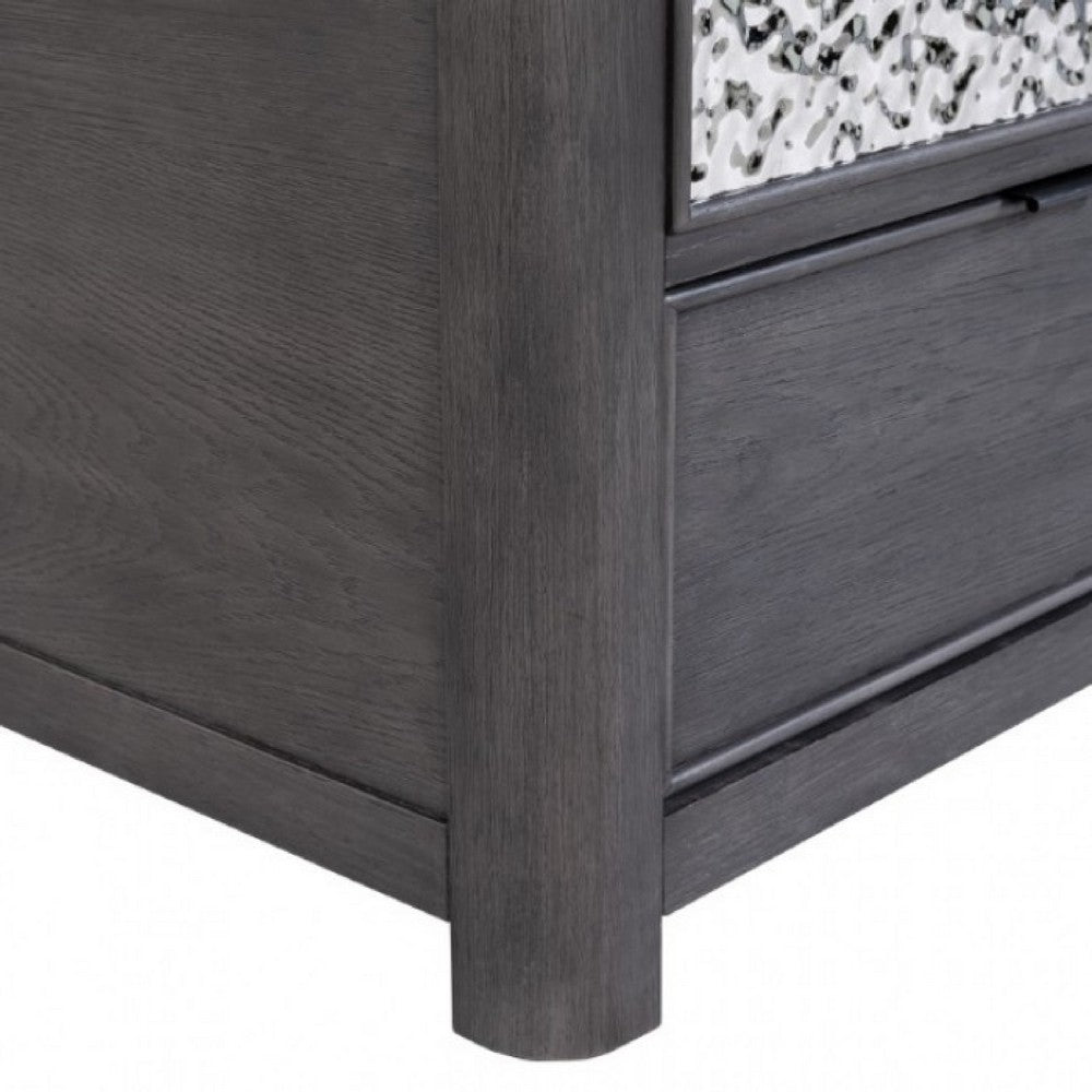 Zoko Chairside End Table, Drawer and USB Ports, Ash Gray Wood, 26 Inch