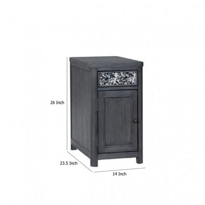 Zoko Chairside End Table, Drawer and USB Ports, Ash Gray Wood, 26 Inch