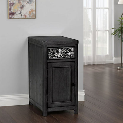 Zoko Chairside End Table, Drawer and USB Ports, Ash Gray Wood, 26 Inch