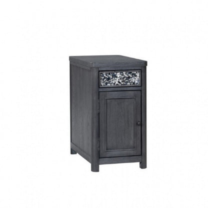 Zoko Chairside End Table, Drawer and USB Ports, Ash Gray Wood, 26 Inch