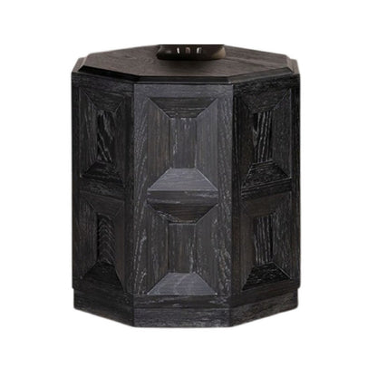 Kizie Accent Side End Table, Black Rubberwood, Rectangular 20 Inch