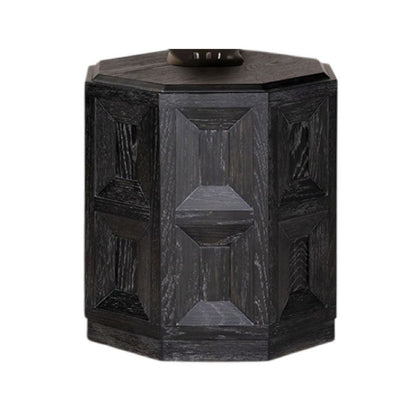 Kizie Accent Side End Table, Black Rubberwood, Rectangular 20 Inch
