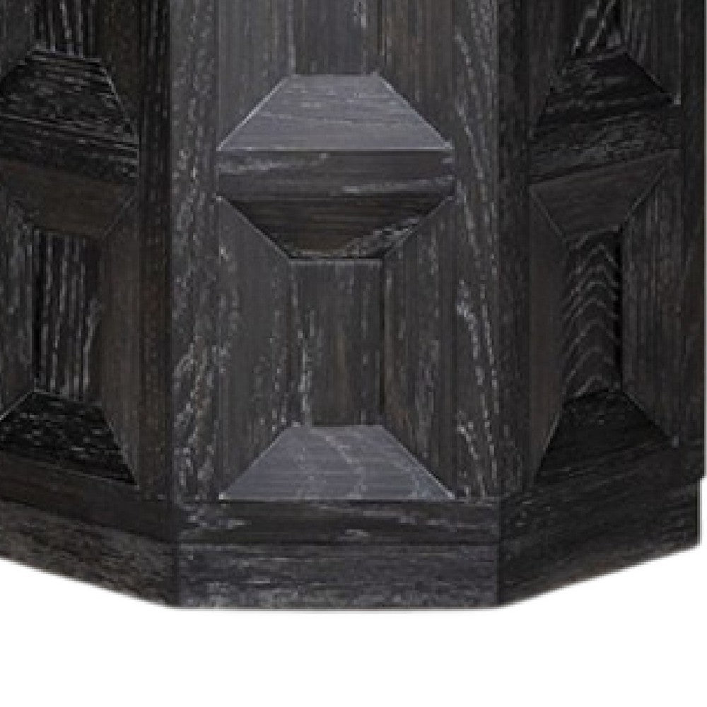 Kizie Accent Side End Table, Black Rubberwood, Rectangular 20 Inch