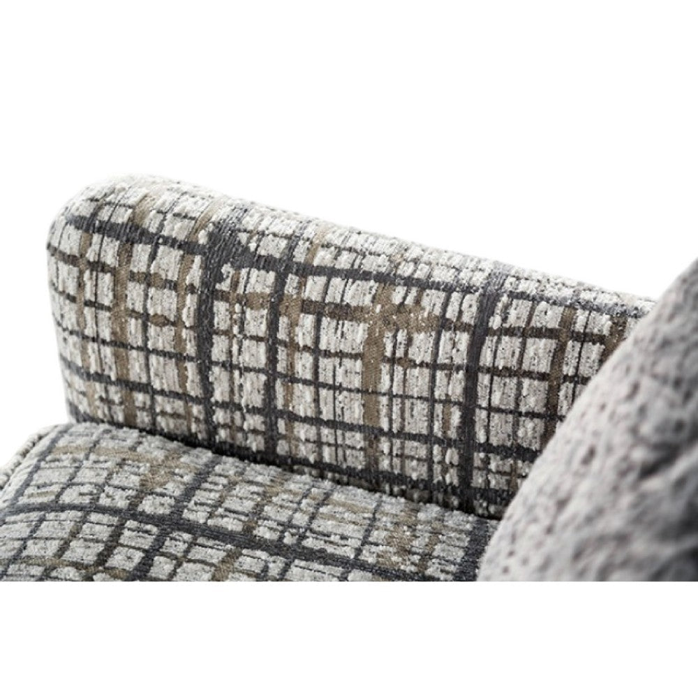 Riana Accent Chair, 1 Accent Pillow, Black and White Plaid, Solid Wood