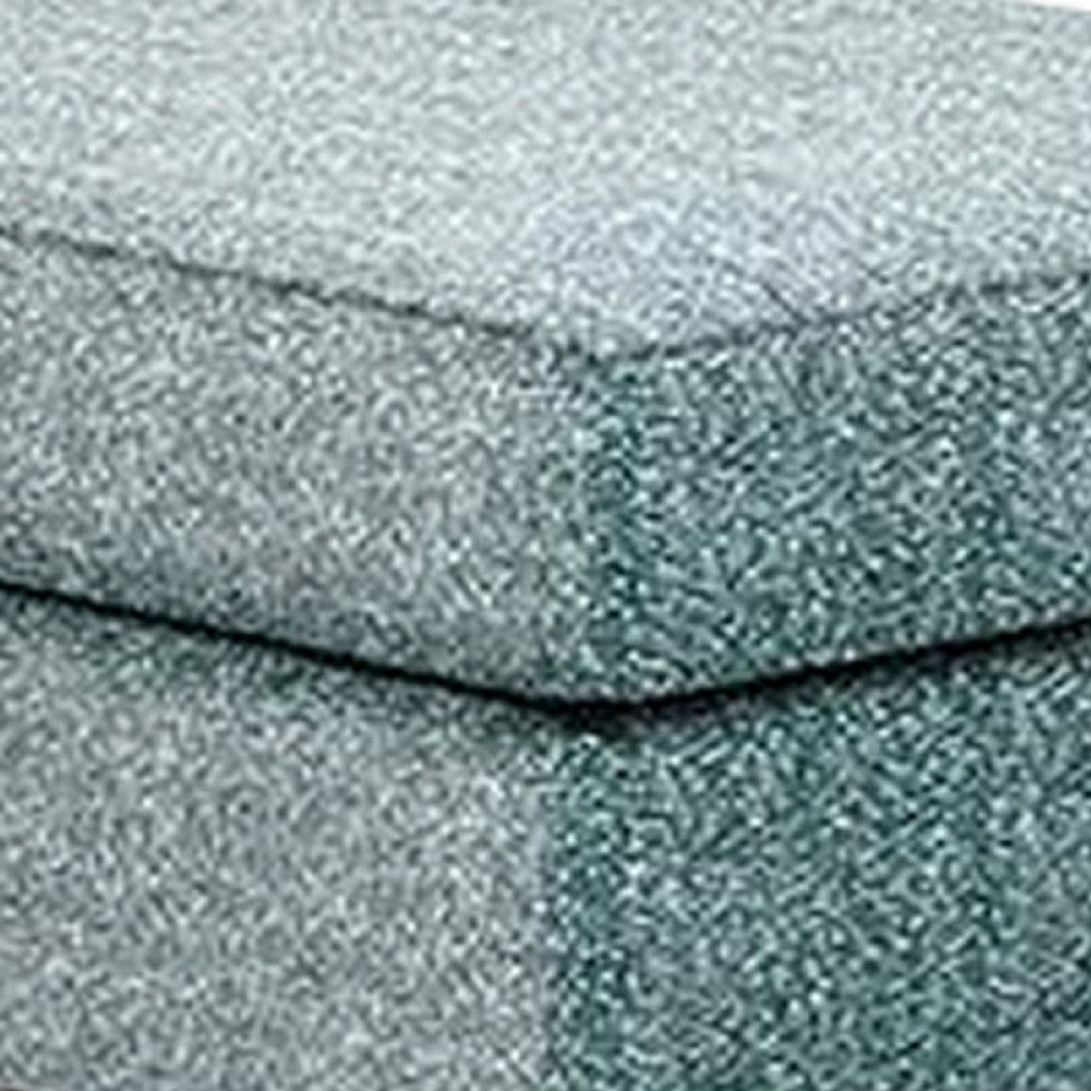 Berrie Ottoman, Teal Blue Polyester Cushioned Top, Black Wood, 40 Inch