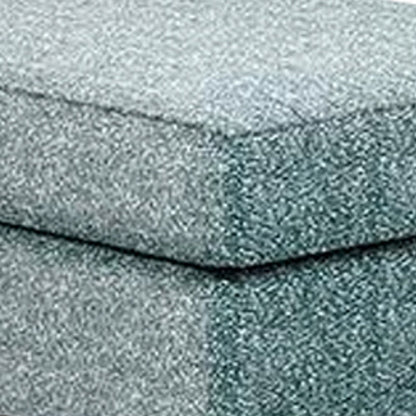 Berrie Ottoman, Teal Blue Polyester Cushioned Top, Black Wood, 40 Inch