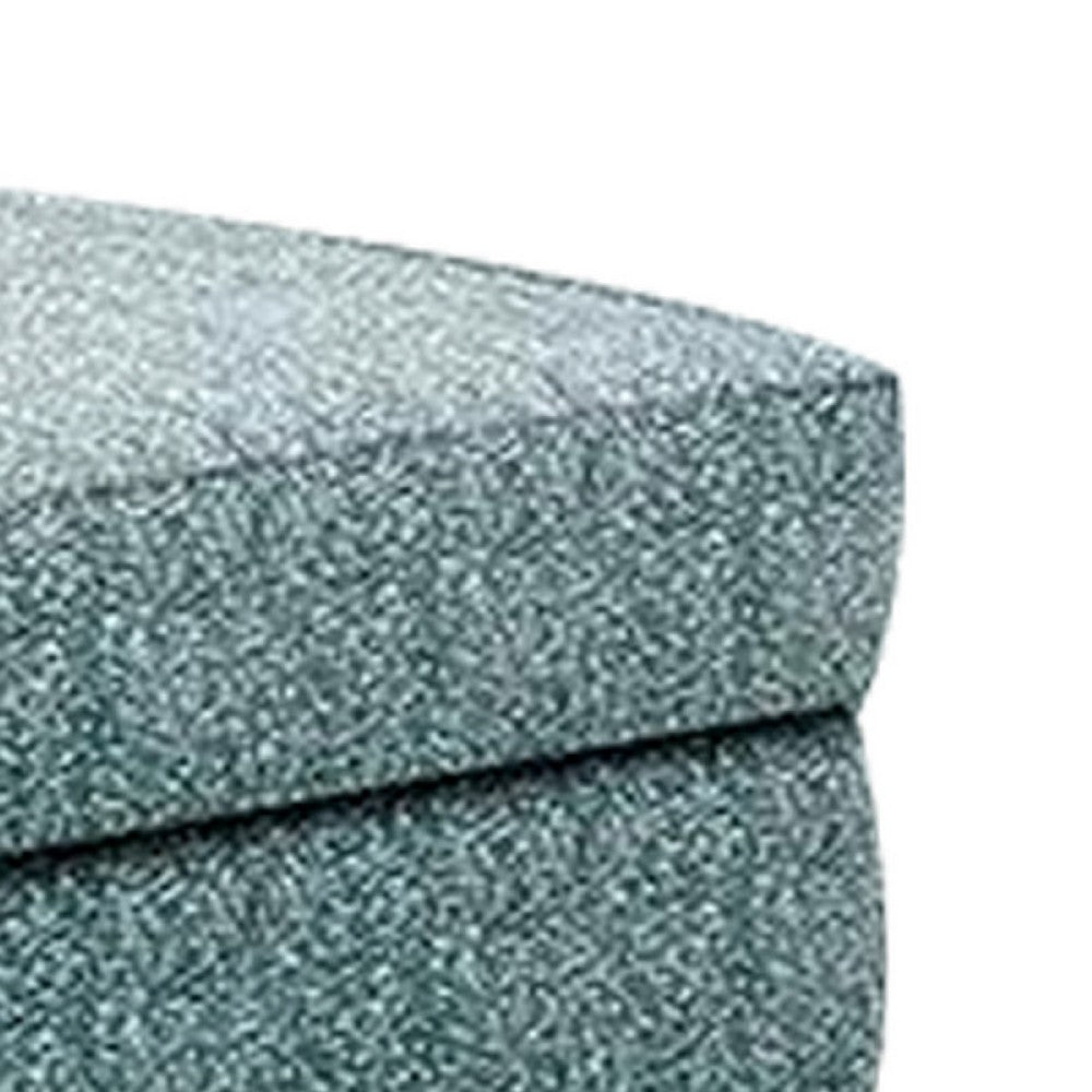 Berrie Ottoman, Teal Blue Polyester Cushioned Top, Black Wood, 40 Inch