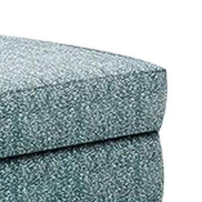 Berrie Ottoman, Teal Blue Polyester Cushioned Top, Black Wood, 40 Inch