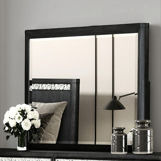 Zoko Dresser Mirror with Beveled Design, Ash Gray Solid Wood 38x42
