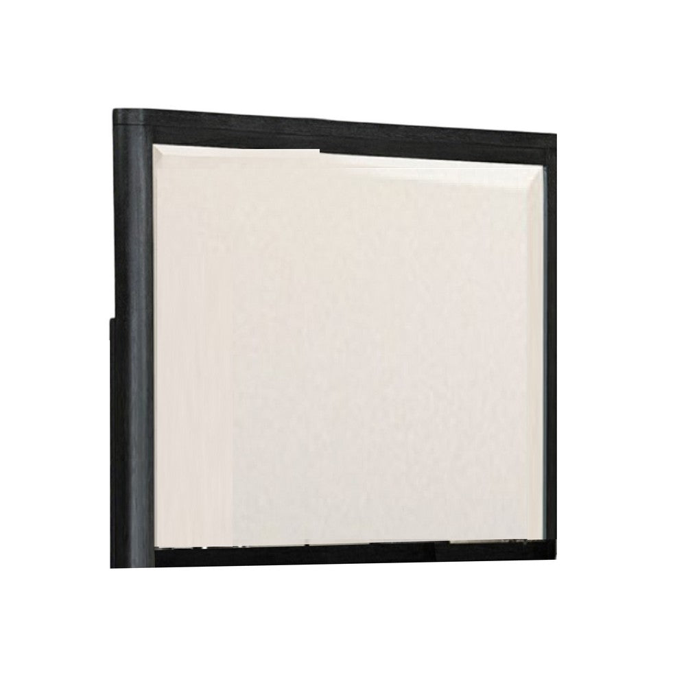 Zoko Dresser Mirror with Beveled Design, Ash Gray Solid Wood 38x42