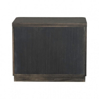 Zoko Nightstand Table with 2 USB Ports, Metal Accents, Ash Gray Wood