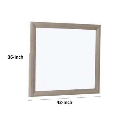 Kaira Vanity Dresser Mirror, Rustic Natural Oak Brown Wood 36x42