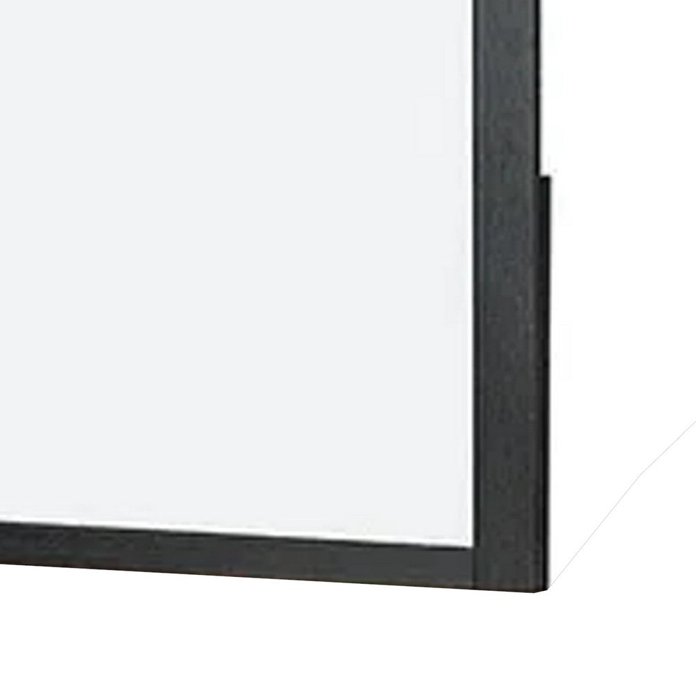 Ginie Mirror with Farmhouse Accents, Black and Oak Brown Wood 38x42