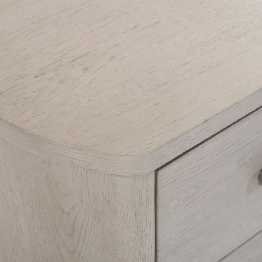 Celly Nightstand with USB Ports and 2 Drawers, Modern White Oak Wood