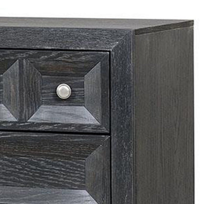 Kizie Oversized Nightstand, USB A-C, 3 Drawer, 38 Inch Weathered Black