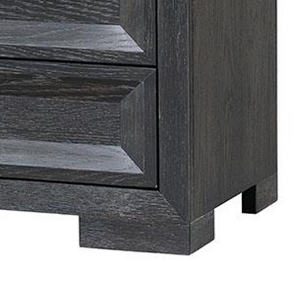 Kizie Oversized Nightstand, USB A-C, 3 Drawer, 38 Inch Weathered Black