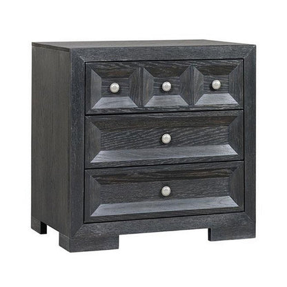 Kizie Oversized Nightstand, USB A-C, 3 Drawer, 38 Inch Weathered Black