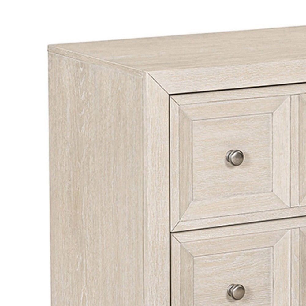 Kizie Oversized Nightstand, USB A-C, 2 Drawers, Bronze, Beige, 38 Inch