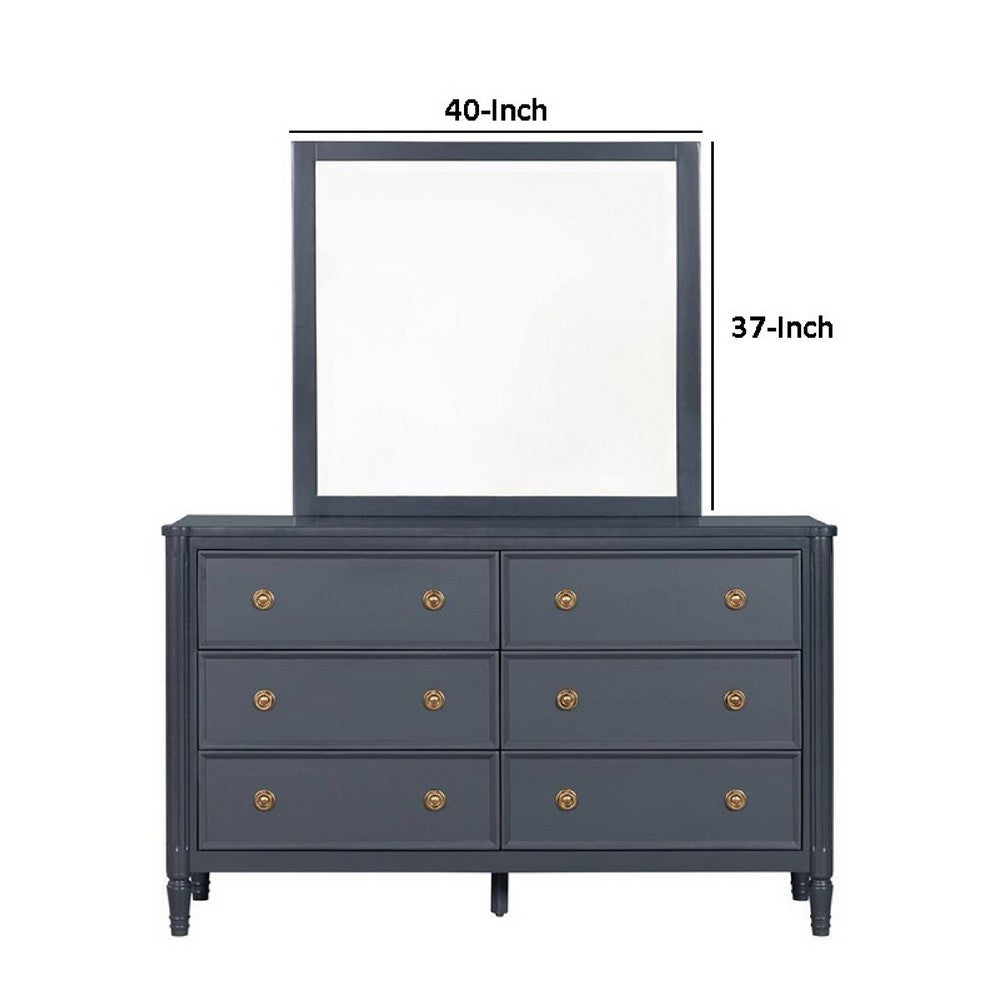 Alta Dresser Mirror, Classic French Design, White Solid Wood, 40 Inch