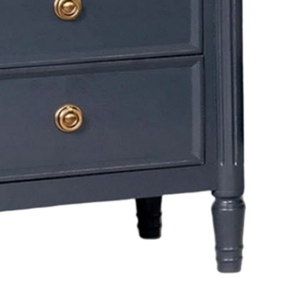 Alta Nightstand, 2 Drawers, USB A-C, Malta Blue Solid Wood, 26 Inch
