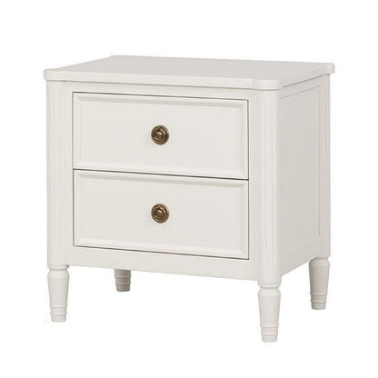 Alta Nightstand, 2 Drawers, USB A-C, Gold, White Solid Wood, 26 Inch