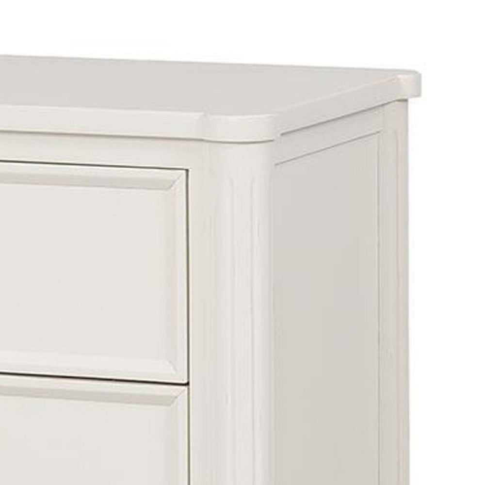 Alta Nightstand, 2 Drawers, USB A-C, Gold, White Solid Wood, 26 Inch