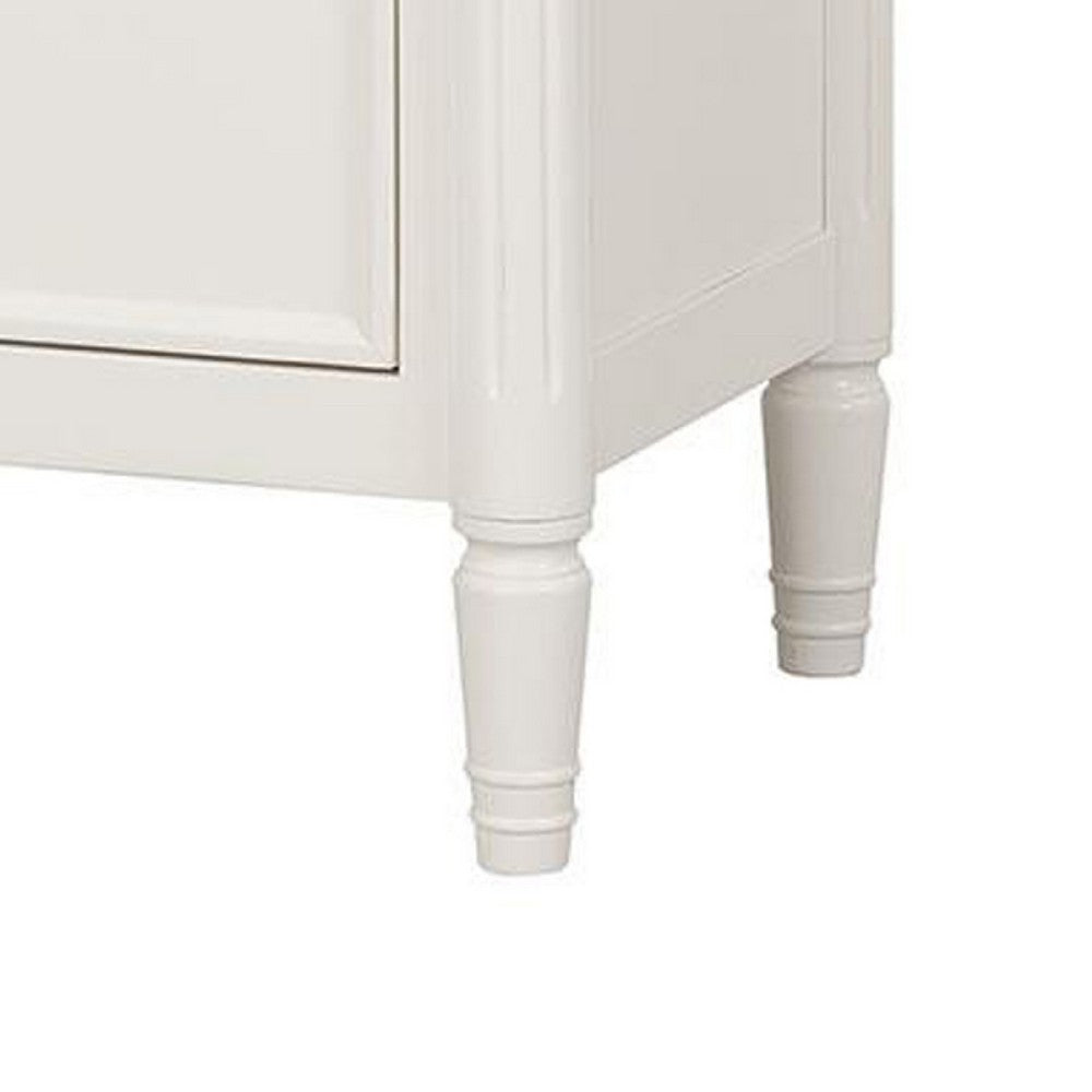 Alta Nightstand, 2 Drawers, USB A-C, Gold, White Solid Wood, 26 Inch