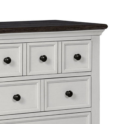 Hamps Nightstand, USB A-C, 3 Drawers, White and Dark Brown, 28 Inch