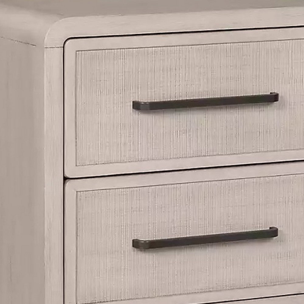 Giva Nightstand, 2 Drawers, USB A-C, Natural Oak Beige Finish, 24 Inch