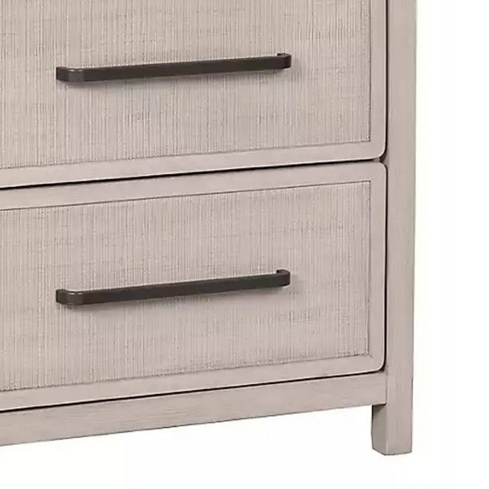 Giva Nightstand, 2 Drawers, USB A-C, Natural Oak Beige Finish, 24 Inch