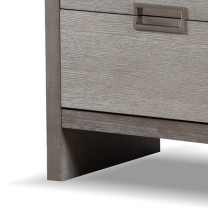 Rizvi Nightstand, 2 Drawers, Dustproof Cases, Gray Solid Wood 26 Inch