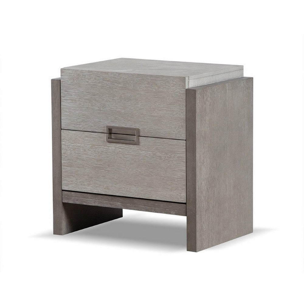 Rizvi Nightstand, 2 Drawers, Dustproof Cases, Gray Solid Wood 26 Inch