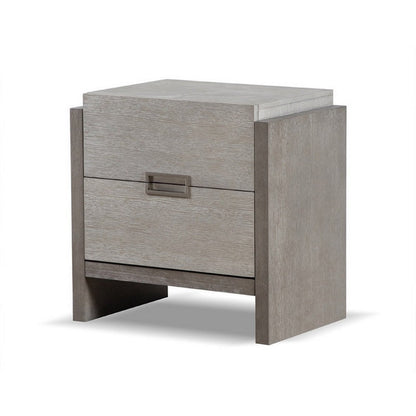 Rizvi Nightstand, 2 Drawers, Dustproof Cases, Gray Solid Wood 26 Inch