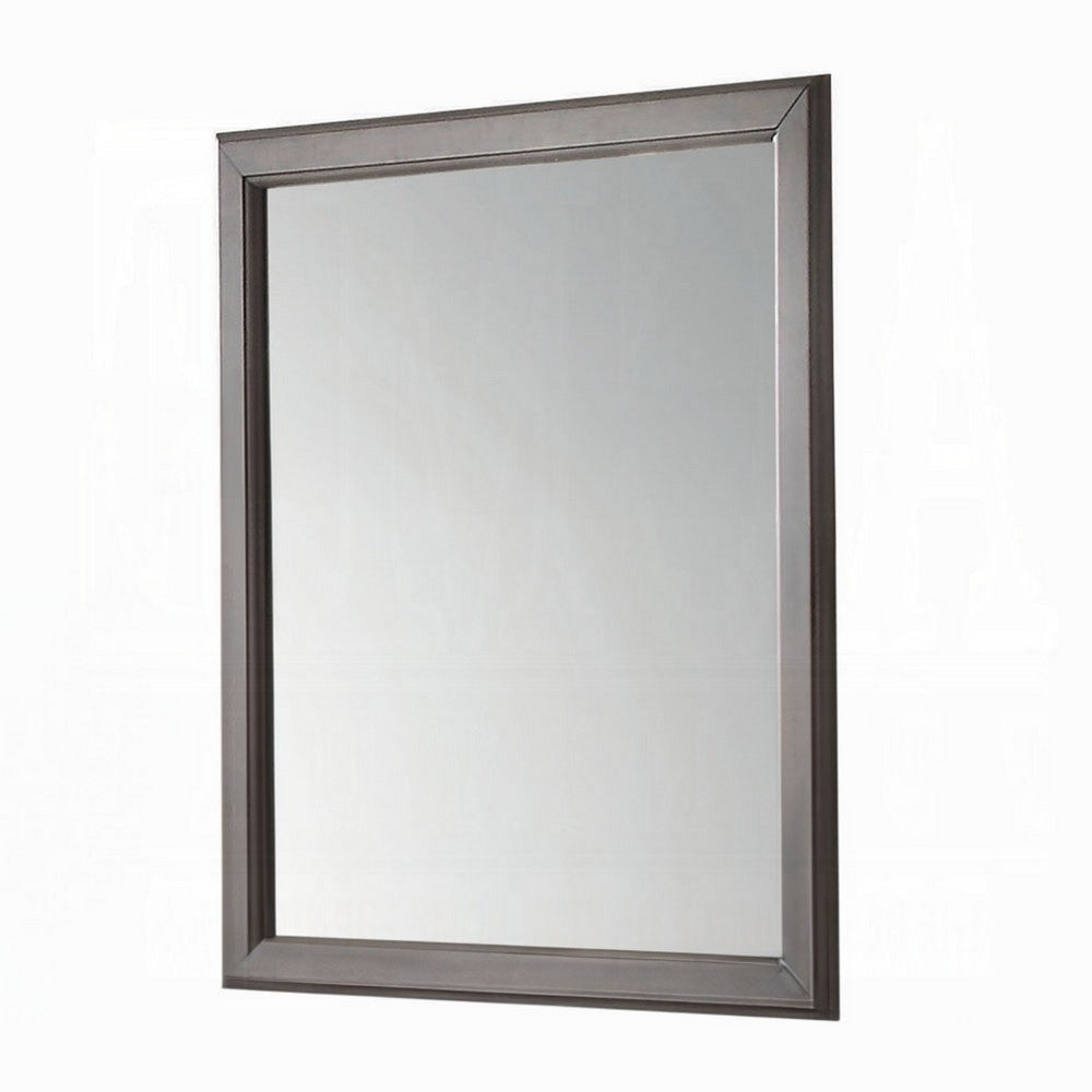 Zyna Accent Dresser Mirror, Modern Gray Wood, 36x38 Rectangular Frame