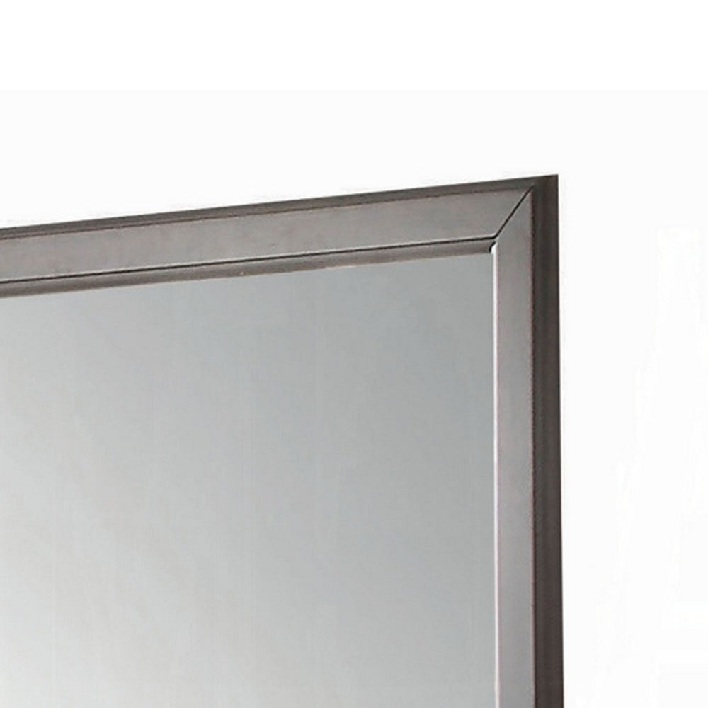 Zyna Accent Dresser Mirror, Modern Gray Wood, 36x38 Rectangular Frame