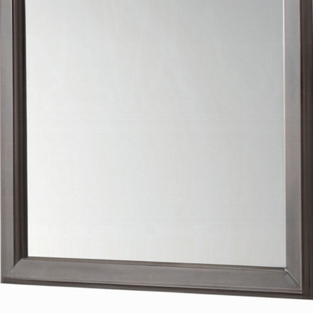 Zyna Accent Dresser Mirror, Modern Gray Wood, 36x38 Rectangular Frame
