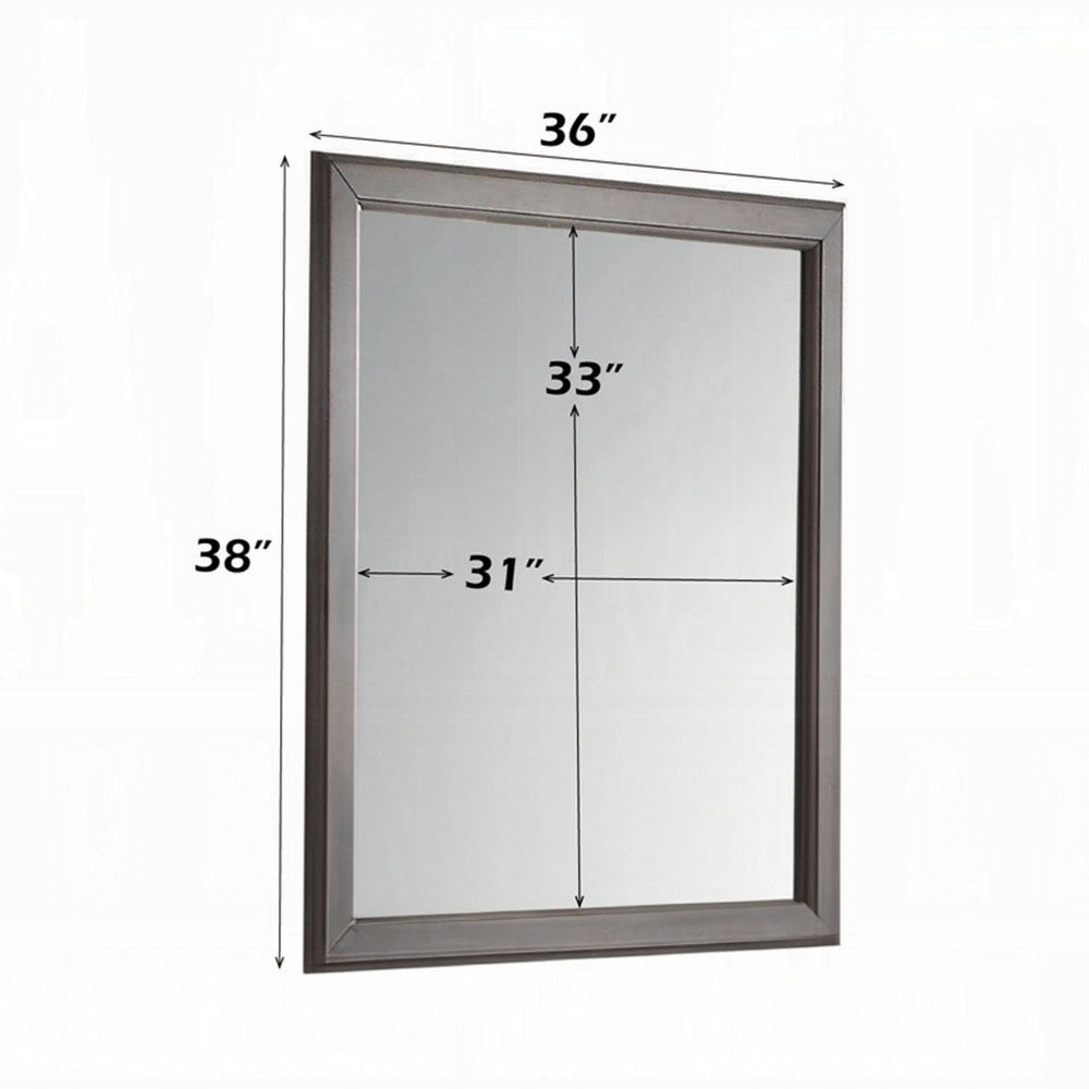 Zyna Accent Dresser Mirror, Modern Gray Wood, 36x38 Rectangular Frame