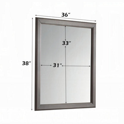 Zyna Accent Dresser Mirror, Modern Gray Wood, 36x38 Rectangular Frame
