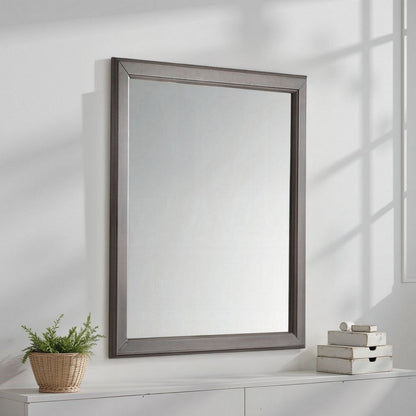 Zyna Accent Dresser Mirror, Modern Gray Wood, 36x38 Rectangular Frame