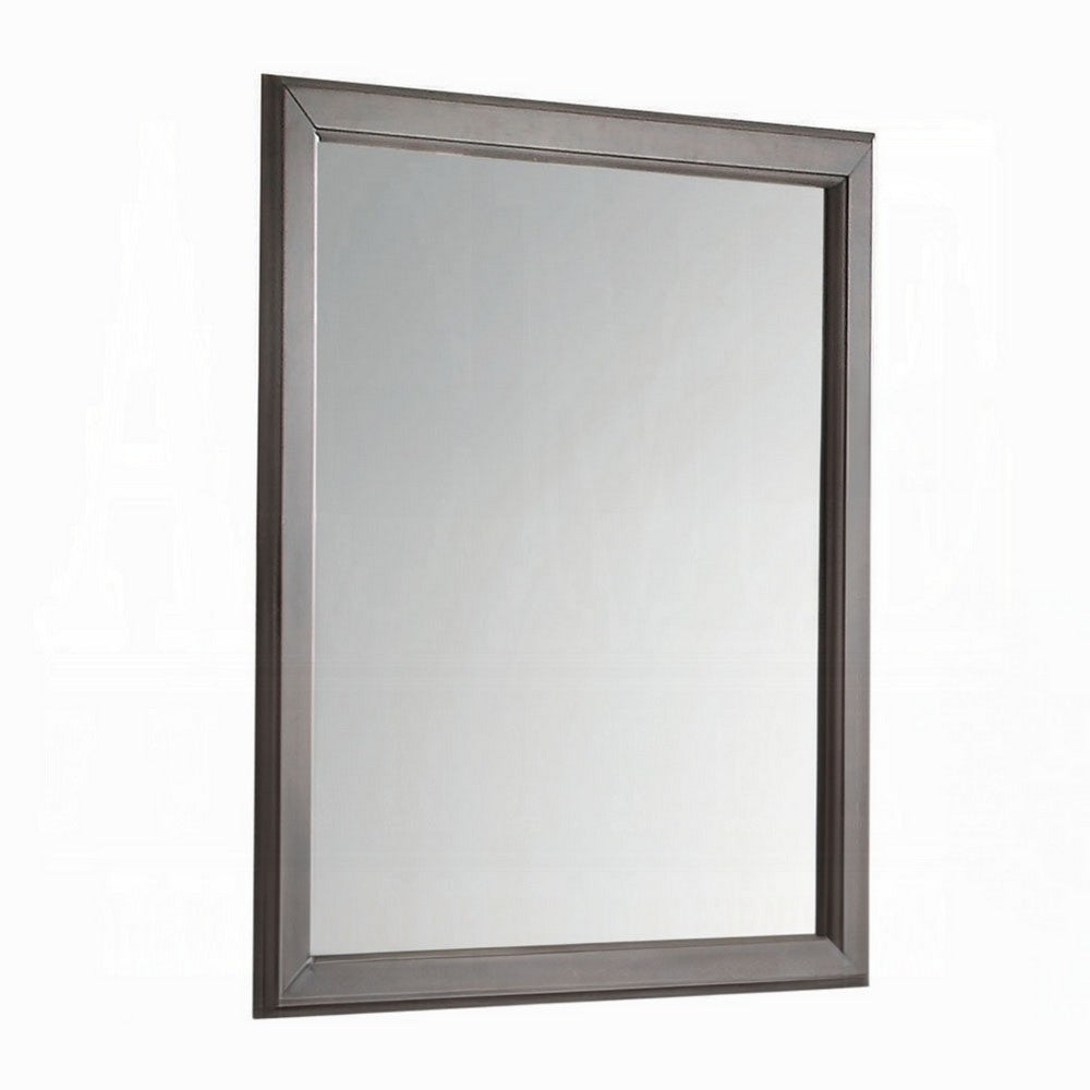 Zyna Accent Dresser Mirror, Modern Gray Wood, 36x38 Rectangular Frame
