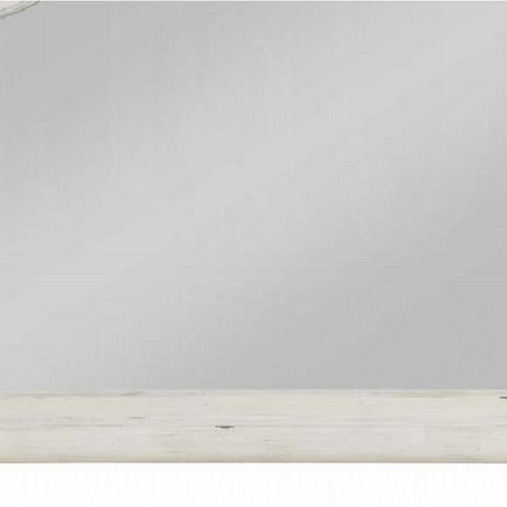 Wall Mount Dresser Mirror, Beveled Glass, 38x47, Rustic Washed White