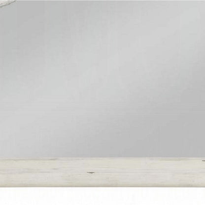 Wall Mount Dresser Mirror, Beveled Glass, 38x47, Rustic Washed White