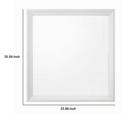 Siam Wall Mount Dresser Mirror, 34x36, Contemporary Style, White Wood