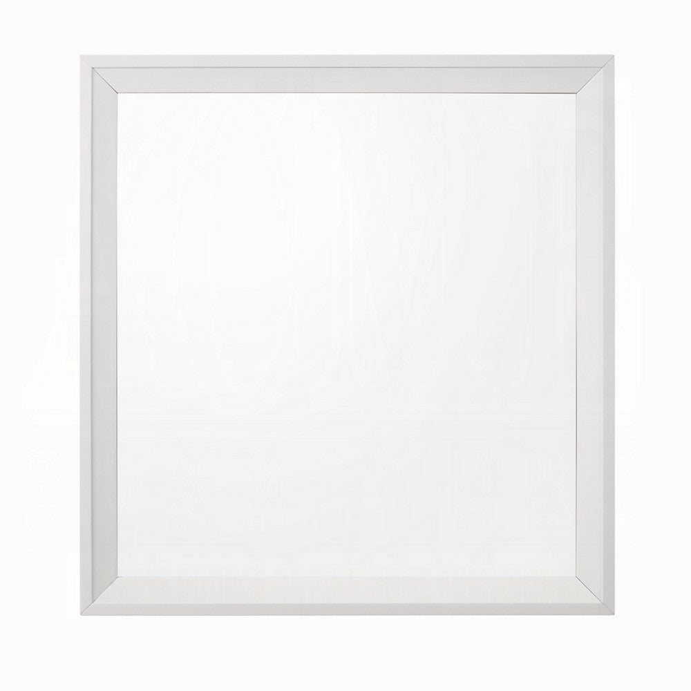 Siam Wall Mount Dresser Mirror, 34x36, Contemporary Style, White Wood