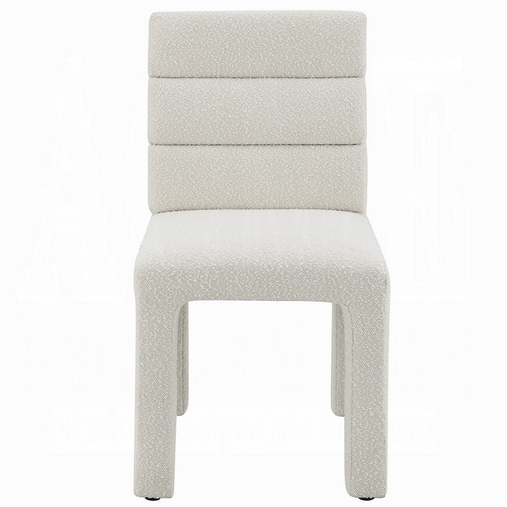 Side Dining Chair Set of 2, Plush White Boucle Seat, Tufted Backrest