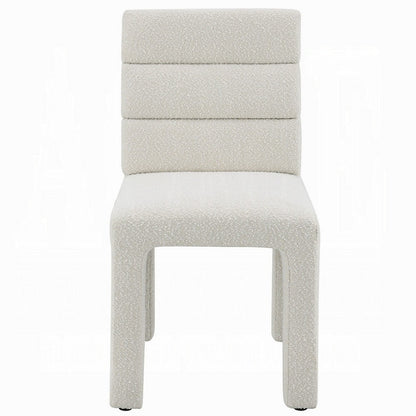 Side Dining Chair Set of 2, Plush White Boucle Seat, Tufted Backrest